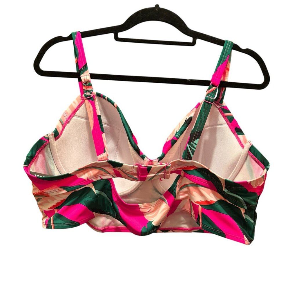 Torrid Bikini Top SIze 3 D-DD Bright Pink Glo Floral Long Line Underwire Beach - Picture 2 of 11